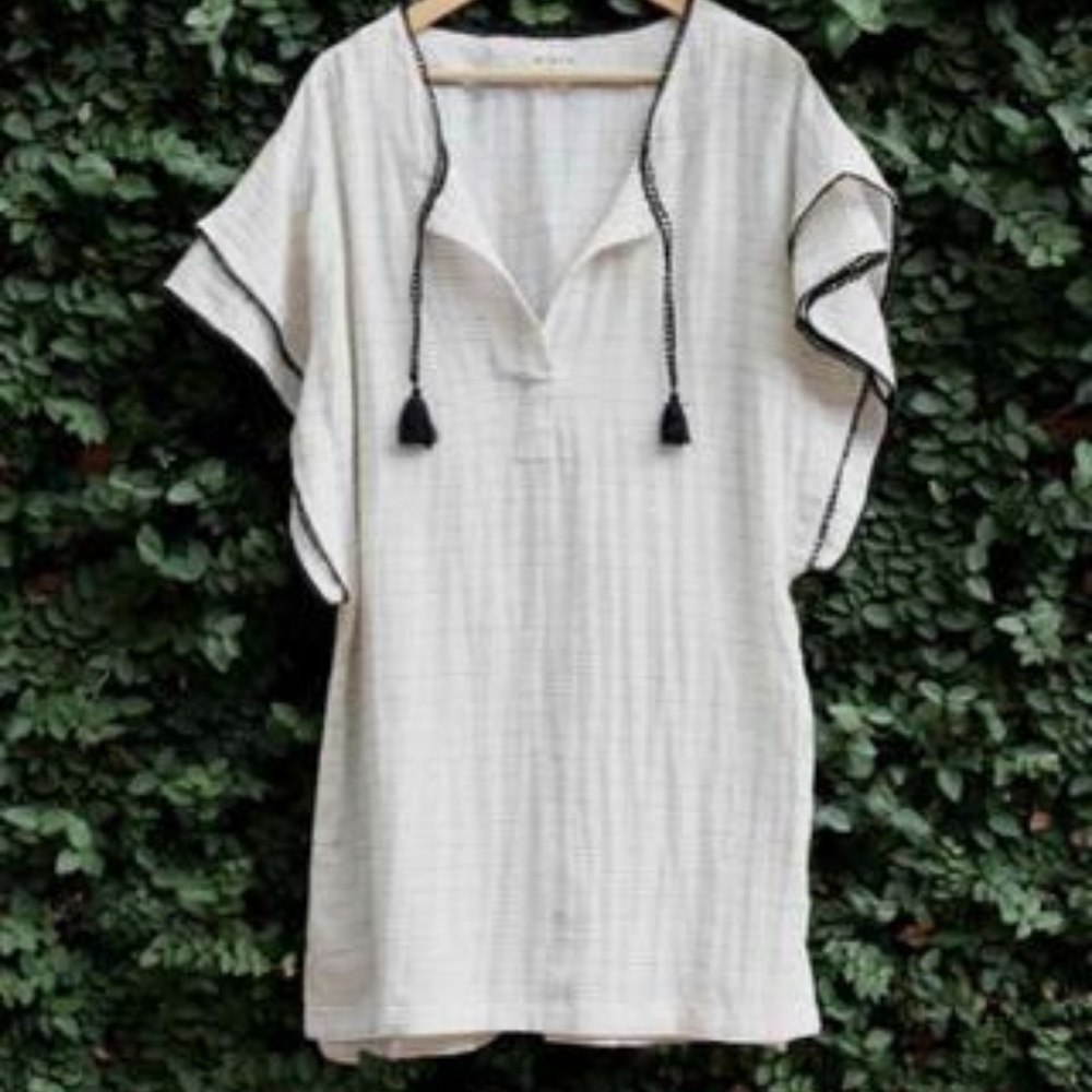 Mirth Kaftan with Black Embroidered Edges